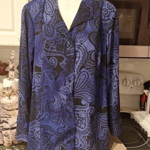 q Maggie Barnes Blue Button Down Shirt Size 2X